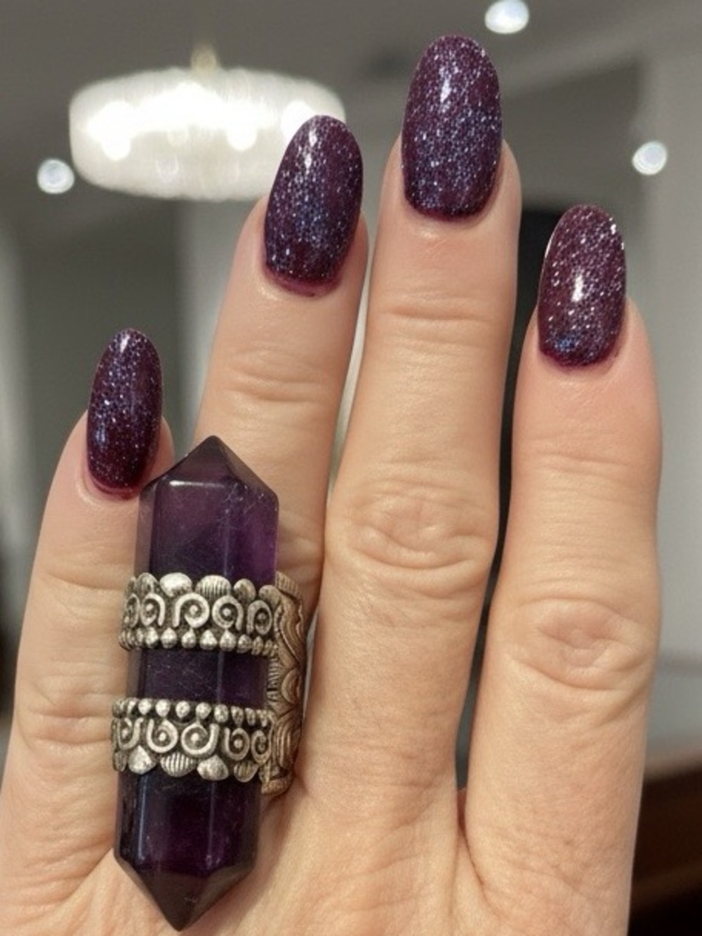 Purple genuine, amethyst Crystal Pointā Statement Ring - Women Jewelry